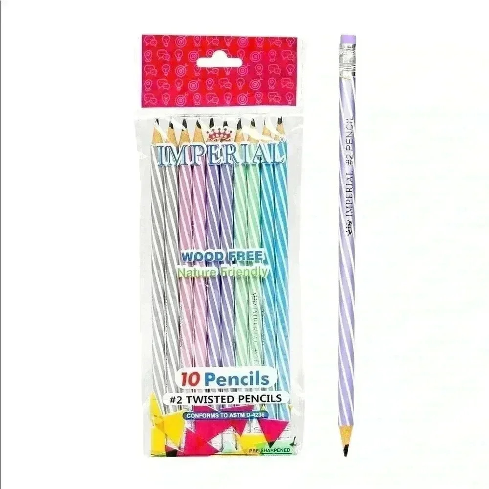 2 pks wood free latex free eraser twisted pencils